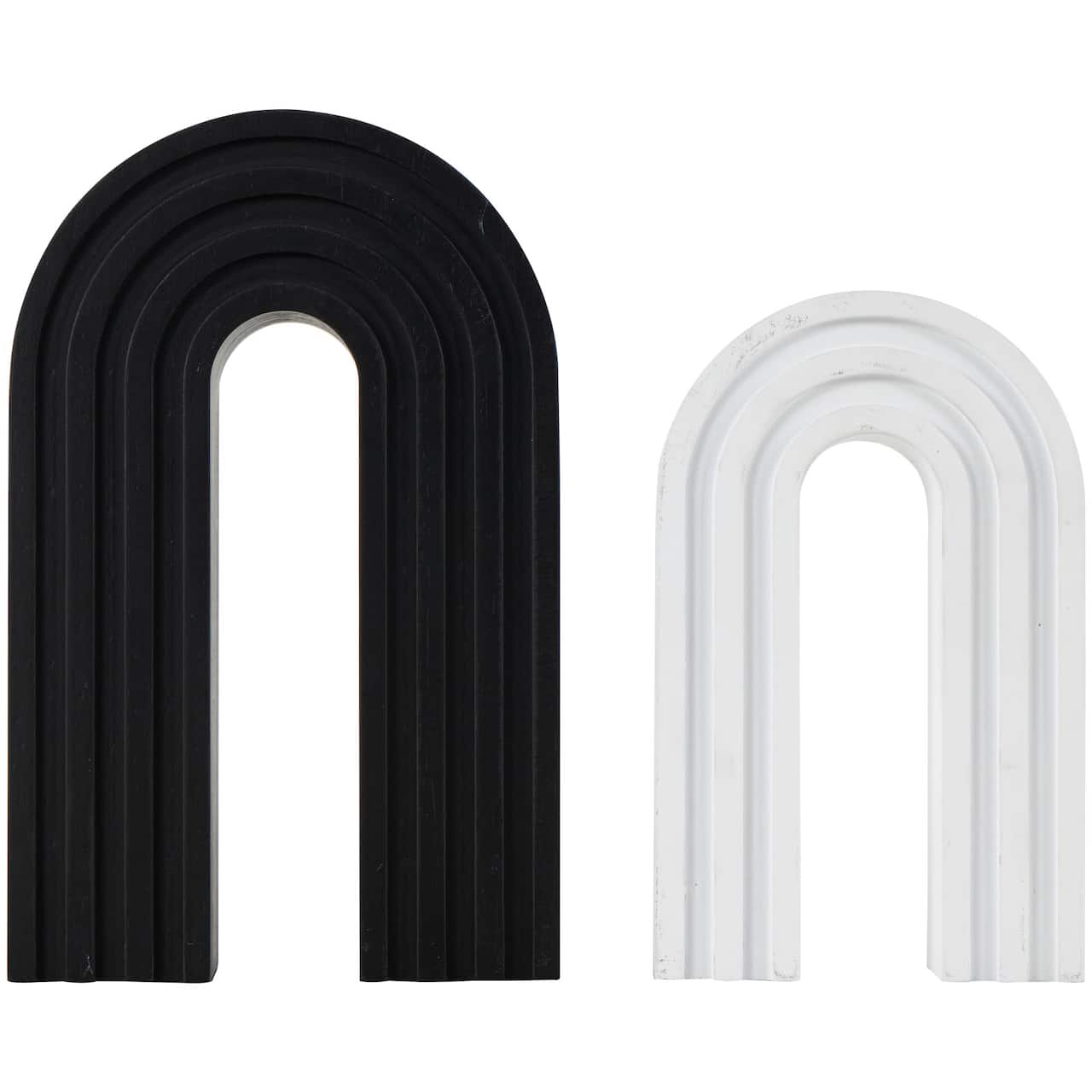 Black & White Geometric Layered Arch Sculpture Set